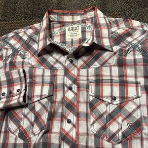 Ariat Retro Fit Pearl Snap Western Work Shirt Men's XL Plaid Long Sleeve Cotton